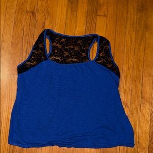 Torrid BlueTank Top with Black Lace 3X